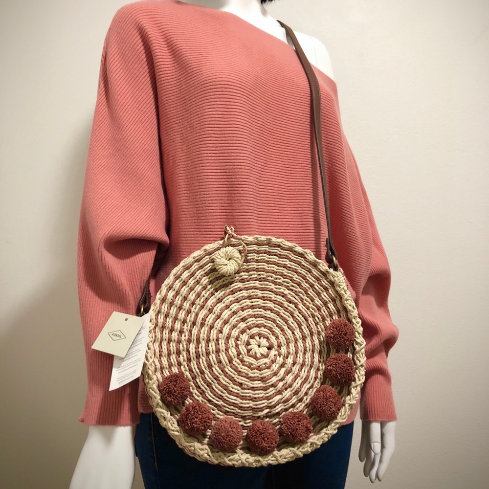 NWT • Fossil • Crossbody Woven Purse • Brown